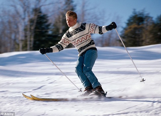 Skiing in Jeans - style error!