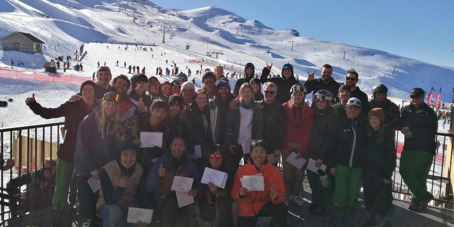 Group of newly qualified ski instructors 
